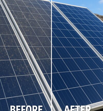 Tetraclean TSPC -1 Solar Panel Cleaner Before And After Image
