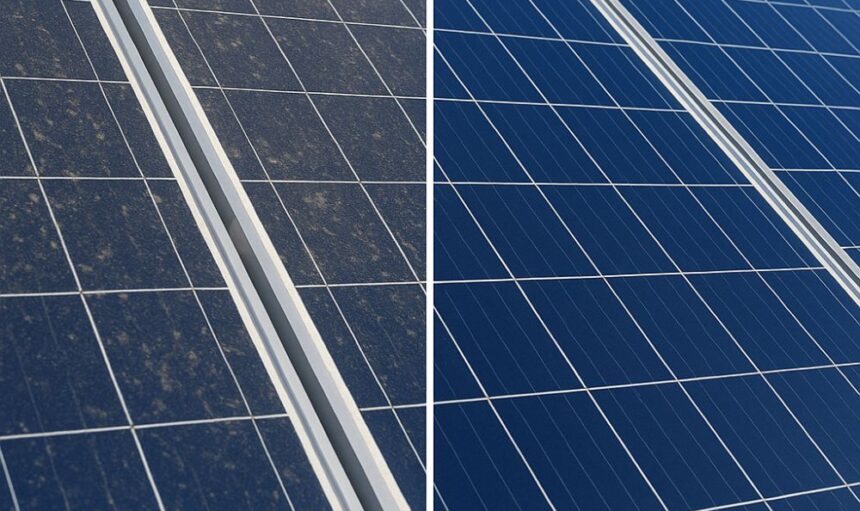 Tetraclean TSPC -1 Solar Panel Cleaner Before And After Image