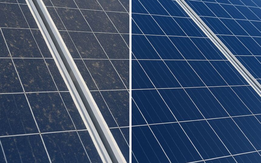 Tetraclean TSPC -1 Solar Panel Cleaner Before And After Image
